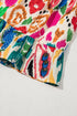 Bohemian Abstract Print V Neck Smocked Waist Tiered Ruffle Mini Dress